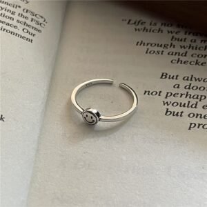 S925 Sterling Silver Smiley Open Ring